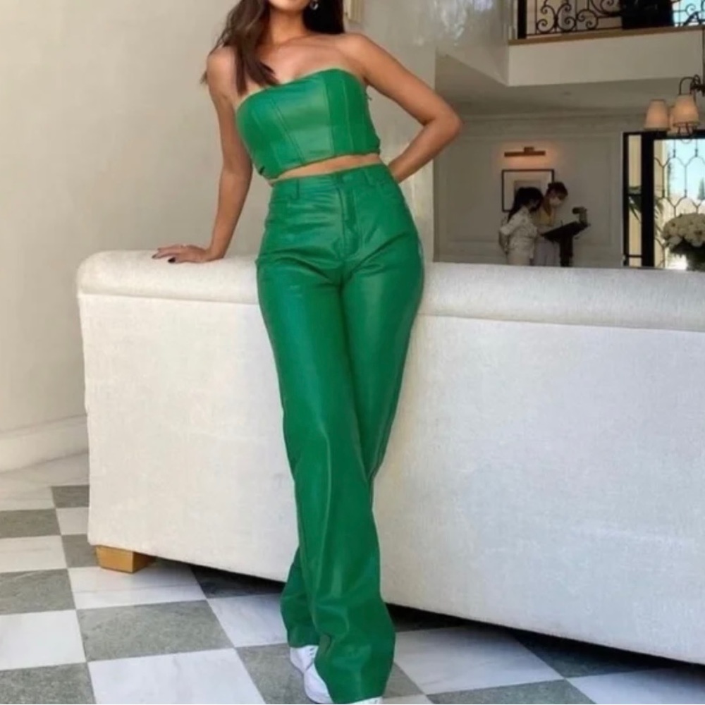 Green Leather Zara Matching Set